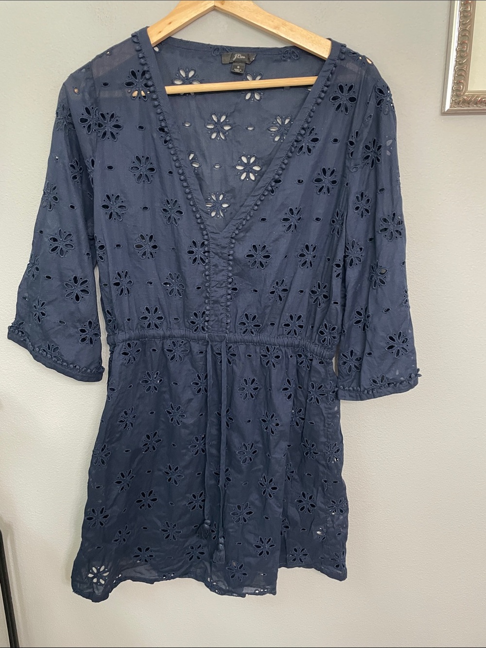 J. Crew Navy Blue Eyelet Swim Coverup Size S